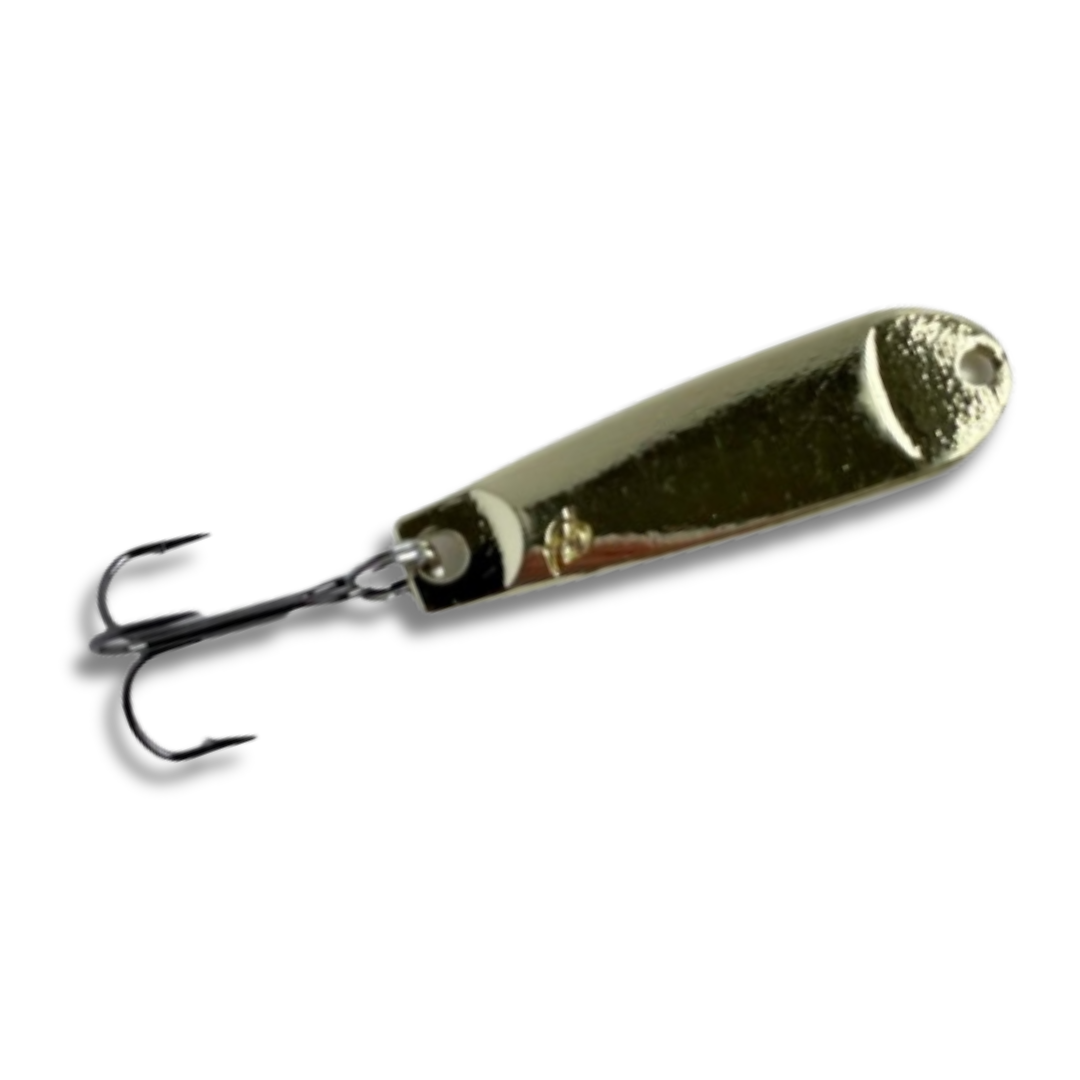 Fish Bum Tackle Tungsten Heavy Hitter Jigging Spoon in Gold.  Smaller Size. Better Action